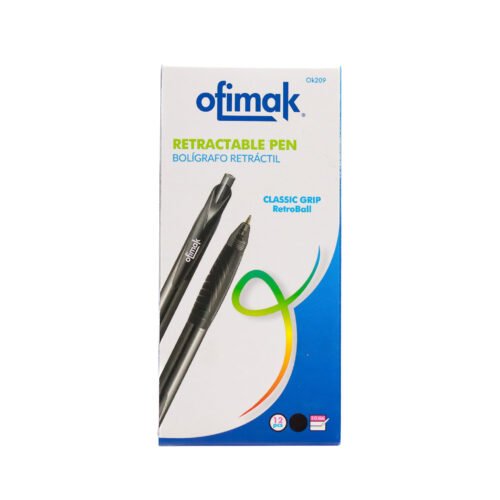 Bolígrafo retráctil 1.0mm Ofimak Ok209B -Negro