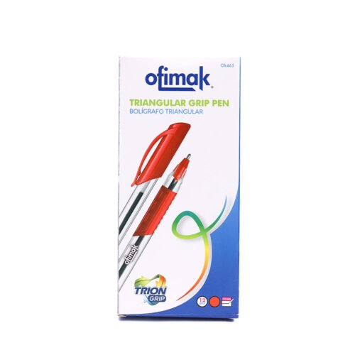 Bolígrafo triangular Grip 1.0mm Ofimak Ok465 -Rojo