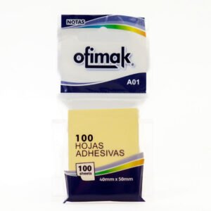 Notas adhesivas 1.5x2 100hjs Amarillo Ofimak A01 Ok10D Notas adhesivas 1.5x2" 100hjs Amarillo -Ofimak A01 Ok10D