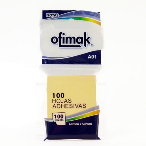 Notas adhesivas 1.5x2 100hjs Amarillo Ofimak A01 Ok10D Notas adhesivas 1.5x2" 100hjs Amarillo -Ofimak A01 Ok10D