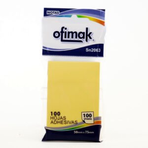 Notas adhesivas 2x3 100hjs Amarillo Ofimak Sn2063 OK10C Notas adhesivas 2"x3" 100hjs Amarillo -Ofimak Sn2063 OK10C