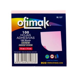 Notas adhesivas 3"x3" 100hjs Rosa -Ofimak BL137