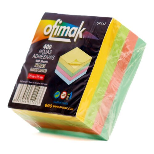 Notas adhesivas 3"x3" 400hjs 4 colores Pastel -Ofimak OK147