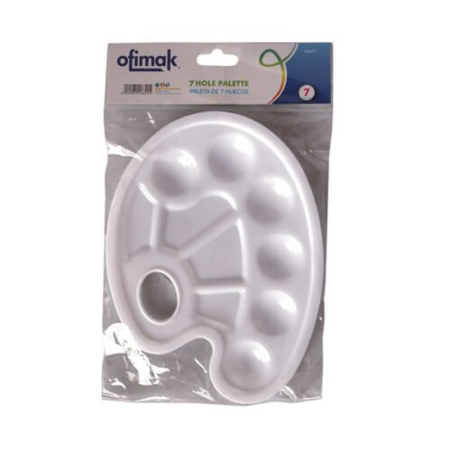 Paleta plástica blanca para pintura de 7 huecos Ofimak OK511