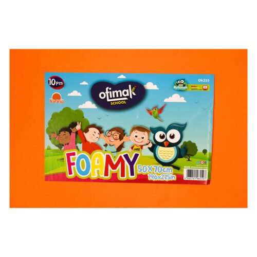 Pliego de Foamy 50x70cm(19.6"x27.5") Naranja Ofimak OK355