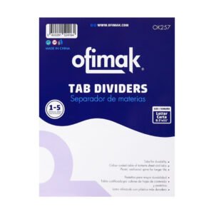 Separadores plastico de 5 divisiones Carta colores Ofimak OK257 b Separadores de plástico de 5 divisiones Carta colores Ofimak OK257