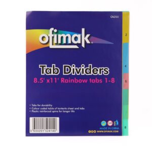 Separadores de plástico de 8 divisiones Carta colores Ofimak OK255