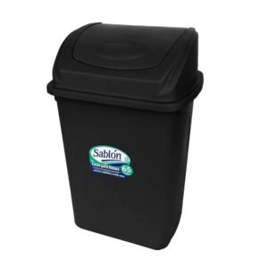 Basurero 65 litros negro con tapa balancín Sablón