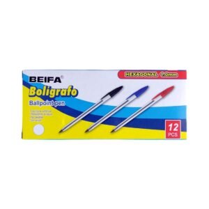 Boligrafo punta redonda 1.0mm Beifa AA934-12(Negro) -Negro