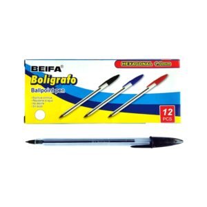 Boligrafo punta redonda 1.0mm Beifa AA934-12(Negro) -Negro