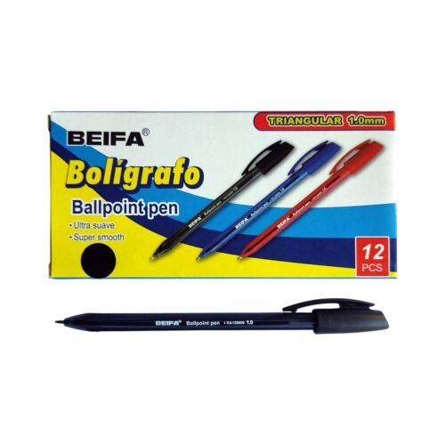 Lápiz tinta triangular 1.0mm Azul Beifa KA128600(Negro) c Bolígrafo triangular 1.0mm Beifa KA128600(NEG) -Negro