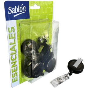 Yoyo para gafete / carné Negro Sablón