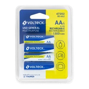Batería Recargable AA Volteck RE-AA2 -Paquete de 4 Unidades