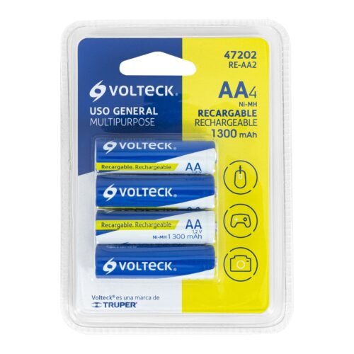 Batería Recargable AA Volteck RE-AA2 -Paquete de 4 Unidades