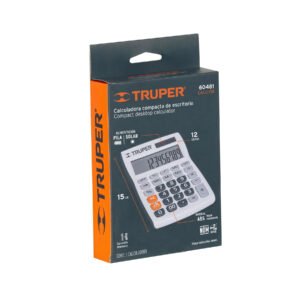 Calculadora de 12 dígitos, Solar y Batería 15cm. Truper 60481 Calculadora de 12 dígitos, Solar y Batería 15cm. Truper 60481