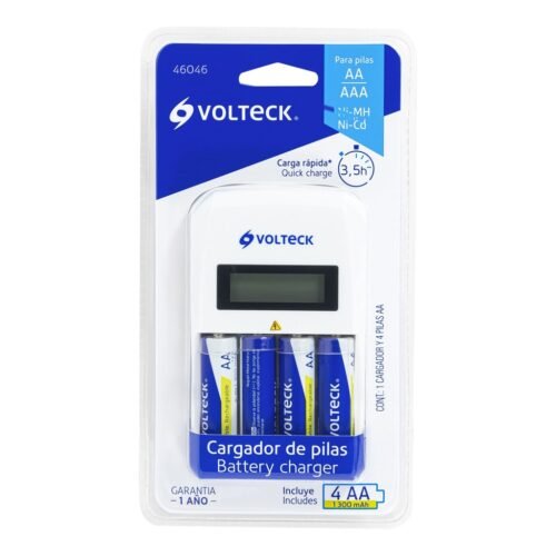 Cargador y 4 Baterías AA/AAA Volteck 46046