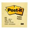 Notas adhesivas Post-it 654 3x3 100hjs amarillo Notas adhesivas amarillas 3x3" (100hjs) Post-it 654