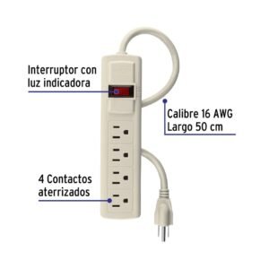 Regleta protector de Picos 4 contactos Volteck b Regleta protector de Picos de 4 contactos Volteck MUL-4 -Beige
