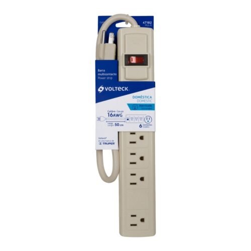 Regleta protector de Picos de 6 contactos Volteck MUL-6 -Beige