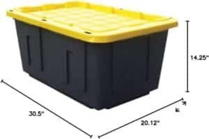 Caja de almacenamiento GREENMADE de 27 galones, negro y amarillo