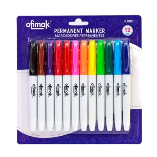 Blister de marcadores permanentes 12 colores -Ofimak BL88D