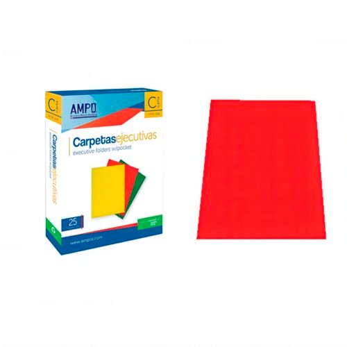 Carpetas Ejecutivas Barnizadas Con Solapa Carta, rojo -AMPO. (Caja de 25 U)