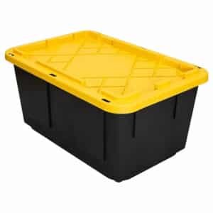 Caja de almacenamiento GREENMADE de 27 galones, negro y amarillo