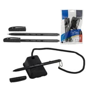 azor con cordon b Bolígrafos punta fina 0.7m con base y cordón (3 Bolígrafos) Azor 6806 -Negro