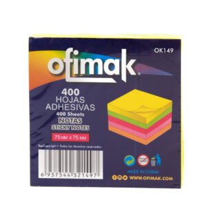ok149 Notas adhesivas 3"x3" 400hjs 4 colores Neón -Ofimak OK149