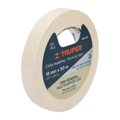 MSK-3-4 maskin tape truper Cinta Masking Tape 3/4" x 50 m – Truper MSK-3/4 (12590)