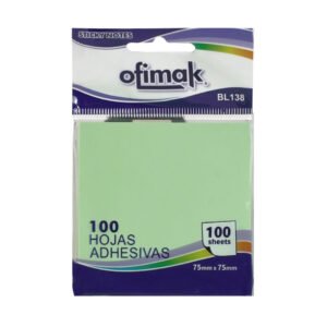 Notas adhesivas 75 x 75 mm Verdes-Ofimak BL138