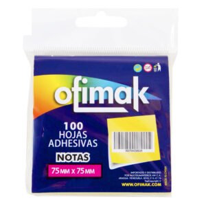 Notas adhesivas 75 x 75 mm Amarillas -Ofimak OK10A