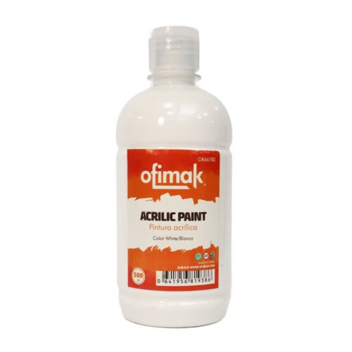 Pintura acrílica 500ml, Blanca -Ofimak OK667B2