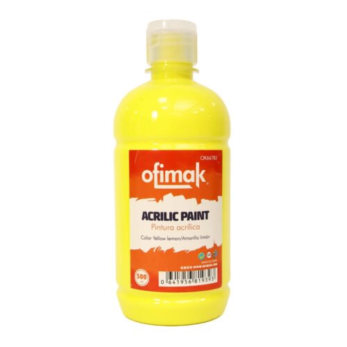 Pintura acrílica 500ml, amarillo limón -Ofimak OK667B3