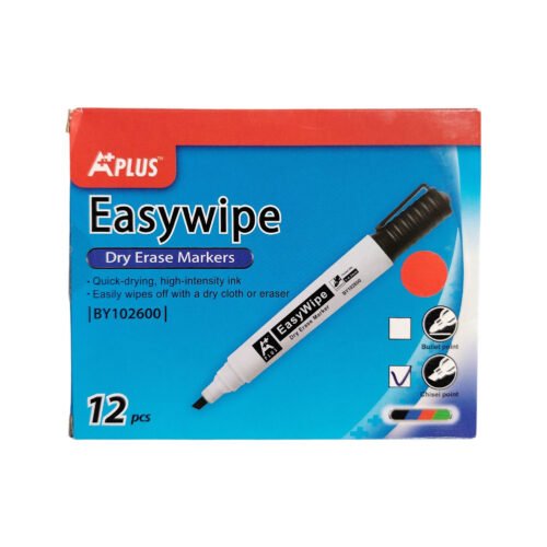 Marcador p/pizarra acrílica biselado Aplus Easywipe BY102600 -Rojo