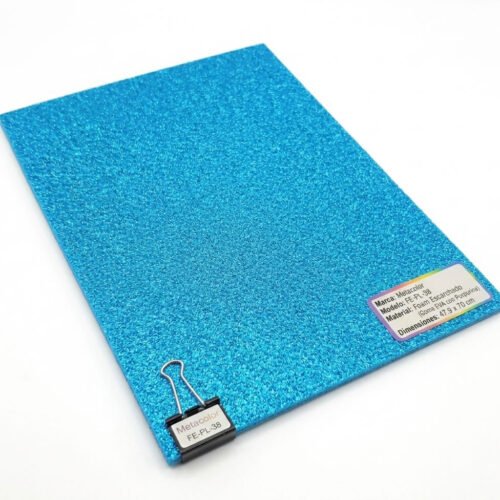 Foami Escarchado Metacolor - Pliego Grande (Pack de 10) Celeste