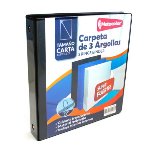 PP-07-1.5(NEG) Binder / Carpeta de 3 Argollas 1.5" –Metacolor PP-07-1.5(NEG)