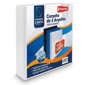 Archivador Binder 4 blanco Archivador(Binder) 4" carta blanco 3 anillos Metacolor PP-07-4