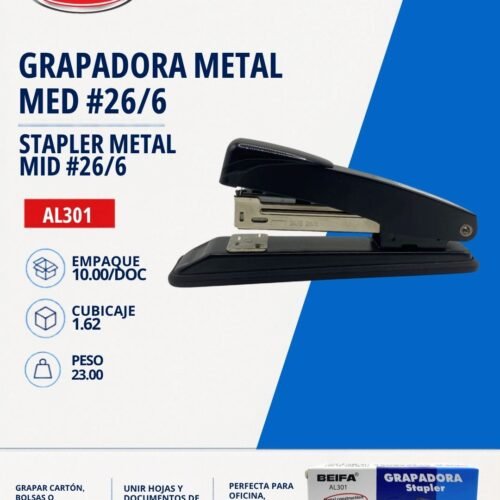Grapadora metal med #26/6 Beifa AL301
