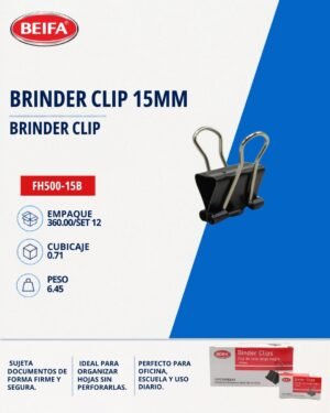Binder clips 15mm Beifa FH500-15B