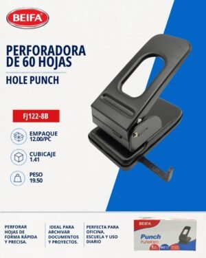 Perforadora metal (8cm)-60 hojas Beifa FJ122-8B