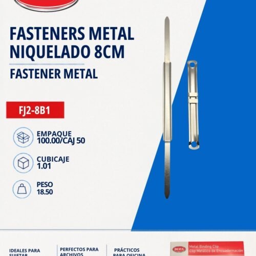 Fasteners metal niquelados 8cm Beifa FJ2-8B1