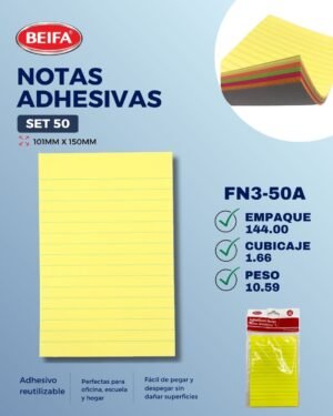 Notas adhesivas set 50 101mmx150mm Beifa FN3-50A