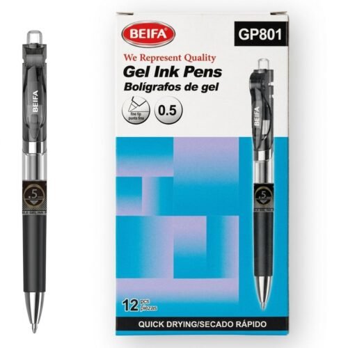Boligrafo gel negro Beifa GP801-01B7
